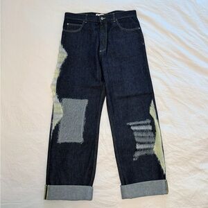 MARNI Men's Blue Jeans with Distressed Patches